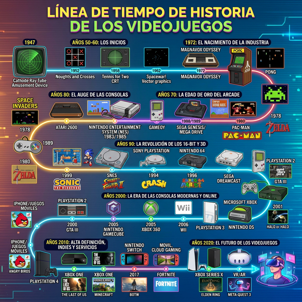 La evolución de los videojuegos a través del&nbsp;tiempo